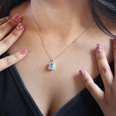 Aquamarine Blue Premium Zirconia Silver Chain